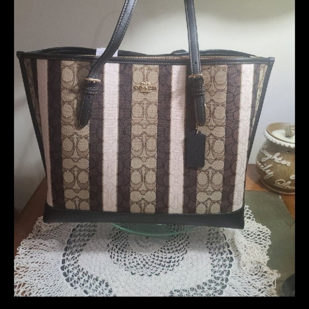 NEW Coach Jacquard Striped Tote Purse Bag w Tags